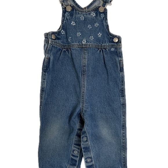 Canyon River Blues Blue Denim Floral Embroidered Overalls Y2K Back Tie 18M - Picture 2 of 8